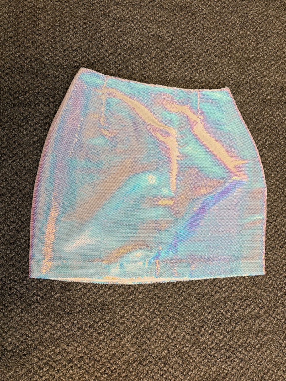 NADINE MERABI Iridescent Holographic Phoebe Mini Skirt S/M